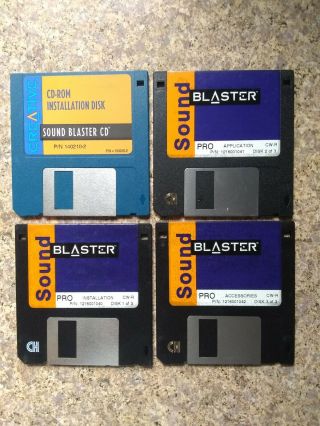 Vintage Pc 3.  5 " Floppy Disks (4) Creative Labs Sound Blaster Pro Software 1994