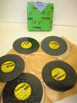 Vintage Thorens Swiss Ad30 Automatic Music Box Discs Christmas Tree Set Boxed