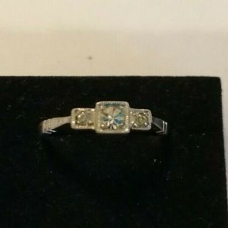 Vintage 9ct Gold And Sterling Silver Ring With White Gem Stones 2g Size Q,