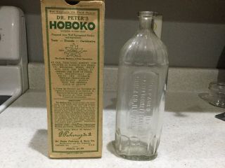 Vintage Pharmacy Medical Bottle And Box 1890 - 1915 Dr.  Peter Fahrney & Sons 10”