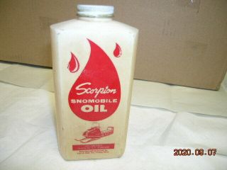 Scorpion Outboard Motor Oil Quart Plastic Vintage Container Sled Graphics