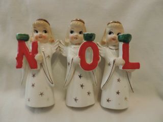 Vintage Commodore Noel Choir Girl Christmas Angel Candle Holders Letters N O L