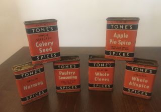 Vintage Tone’s 6 Spice Tin Assortment Autumn Halloween Crafts Des Moines Ia