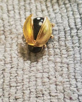 Vintage German made 14K Yellow Gold and Black Body,  Insect Lady Bug Pin 2