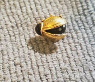 Vintage German made 14K Yellow Gold and Black Body,  Insect Lady Bug Pin 3