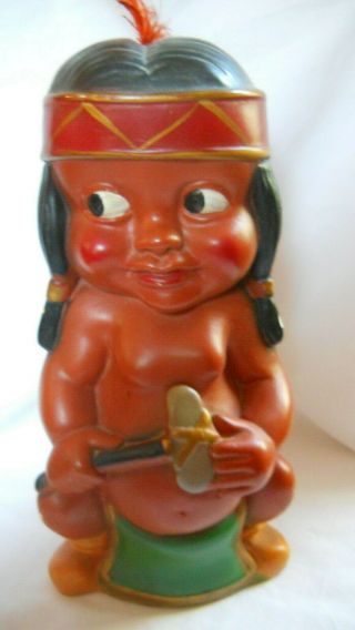 Vtg Chalkware Indian Carnival Prize " Still Bank " Duquesne Statuary Pittsburgh Pa