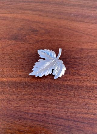 Vintage Tiffany & Co.  Sterling Silver Pin / Brooch - Maple Leaf W/ Satin Finish