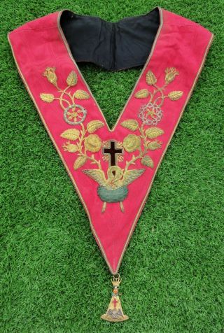 Vintage Rose Croix 18th Degree Masonic Apron Collar & Jewel George Kenning & Son 3