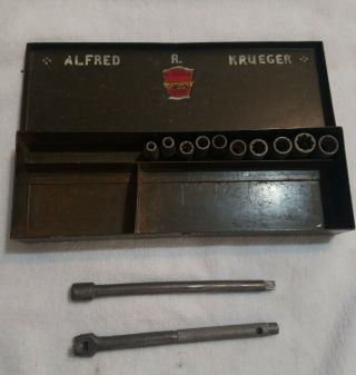 Vintage Duro Chrome Tool Box & 1/4 " Socket Set