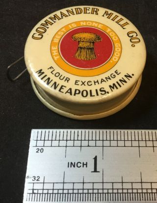 Vintage Celluloid Adv.  Tape Measure - Commander Mill Co.  Flour Exchange Mn.