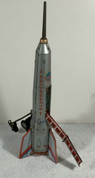 Vintage Space Rocket Tin Toy Friction Holdraketa Interkozmosz Lemezaru