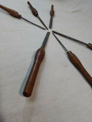 (6) Vintage Buck Brothers Lathe Wood Carving Set Approx 16 "