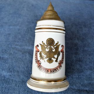 Collectible Vintage Us Army Forces In Europe German Beer Stein Dbgm Pewter Lid
