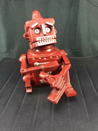 OLD VINTAGE 1950 ROBERT THE ROBOT HUBLEY TOYS HEAVY CAST IRON COIN BANK 2