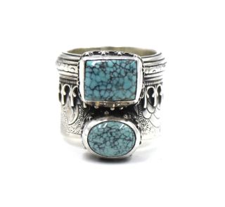 Vintage Southwestern Navajo Turquoise Ring Sterling Silver Sz 6 Sharon Sandoval