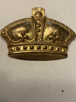 Vintage Signed Miriam Haskell Gold Tone Crown Brooch Pin