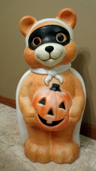 Vtg Empire Halloween Masked Bandit Lighted Teddy Bear Pumpkin Blow Mold - 23 " Tall