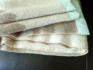 Vintage Wool Blanket Throw w/ Satin Binding 74 