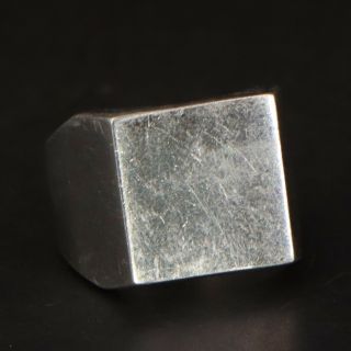 Vtg Sterling Silver - Mexico Modern Square Solid Signet Ring Size 8.  25 - 14g