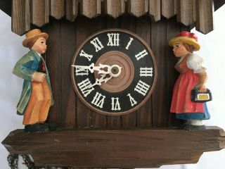 Vintage Cuckoo Clock Dancers Wood Chalet Pinecones Edelweiss Parts 3