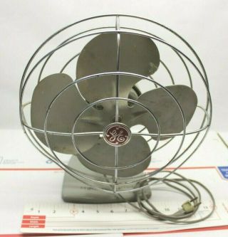 Vintage Ge General Electric Gray Osillating Table Fan Mod Fiis107