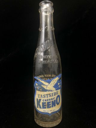 Eastside Cherry Keeno Soda Bottle Vintage Sparkling Beverage Los Angeles Brewing