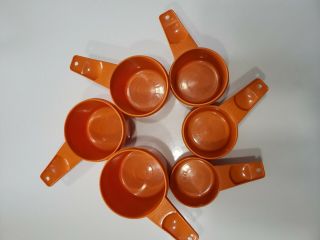Vintage Tupperware Nesting Measuring Cups Full Set Pumpkin Color
