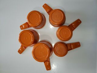 Vintage Tupperware Nesting Measuring Cups Full Set Pumpkin Color 2