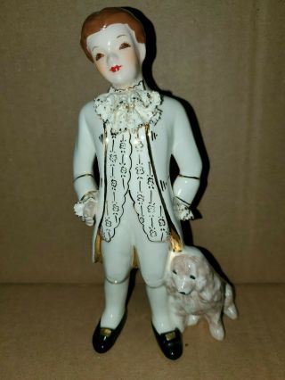 Vintage Florence Ceramics Califonia Figurine Man With Dog Cocker Spaniel W Tag