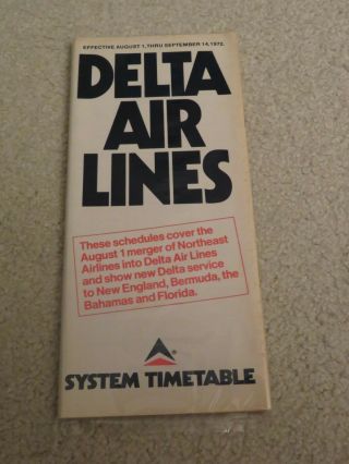Delta Air Lines Timetable August 1,  1972 =