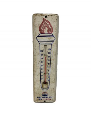 Vintage 1950’s Standard Oil Sta - Metal Advertising Thermometer 11 1/2” Tall