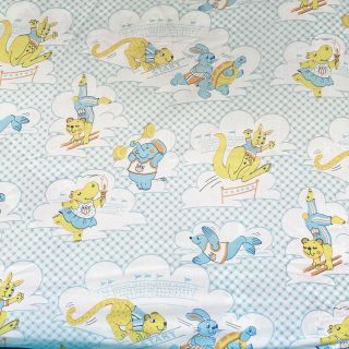 Vintage Animal Olympics Novelty Crib Sheet Toddler Bed Sports Fabric