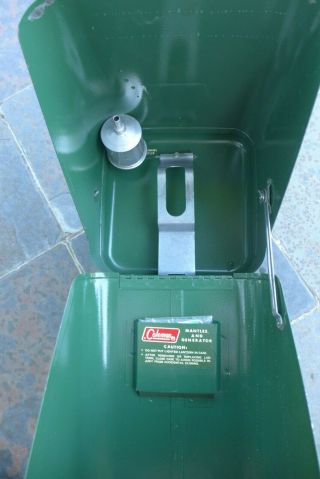 Vintage Coleman Green Metal Lantern Carrying Case For 220 W/ Funnel