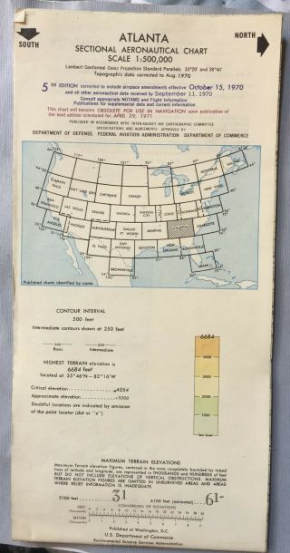 1970 Atlanta Sectional Aeronautical Chart