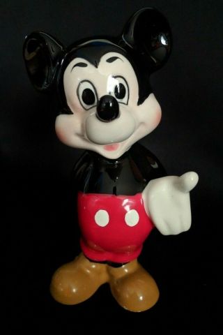 Vintage Walt Disney Productions Mickey Mouse Glazed Ceramic Figure,  Japan