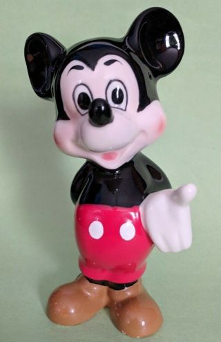 Vintage Walt Disney Productions Mickey Mouse Glazed Ceramic Figure,  Japan 2