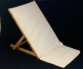 Vintage Gold Medal Folding Camp Beach Chair Canvas Seat Wood Frame,  Washable