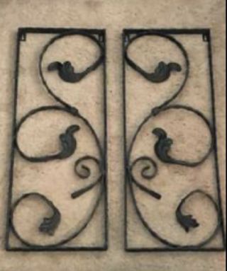 Vintage Wrought Iron Wall Decor Hanging Indoor Outdoor Hand Made 25 X 10