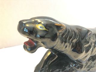 VTG.  12” Crouching Black Panther Ceramic Mid Century Modern Figure Sonsco Japan 3