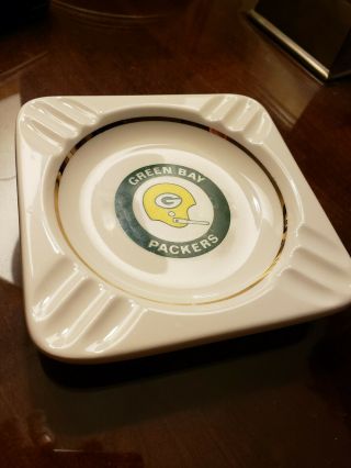 Vintage 1960s Green Bay Packers Ashtray,  Great Old Helmet Logo.