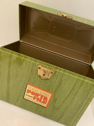 Vintage Porta File Metal Document Holder Box By Ballonoff Green Wood Grain Look