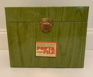 Vintage Porta File Metal Document Holder Box By Ballonoff Green Wood Grain Look 3