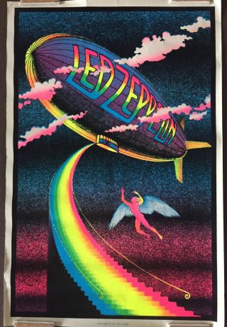 Vintage Led Zeppelin Blacklight Poster Great Piece