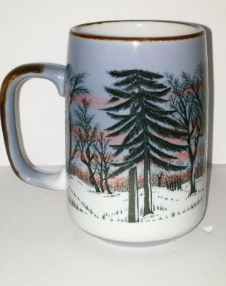 Vintage Otagiri Winter Forest Scene With Snow Trees Coffee Tea Mug Cup