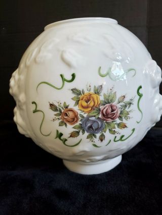 Vintage Wild Rose Hurricane Gone With The Wind Lamp Globe Only