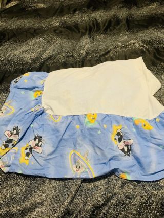 Vtg Baby Looney Tunes Space Theme Crib Skirt Dust Ruffle Unisex Ln Nursery