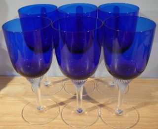 Private Listing Robert Only 6 Vintage Cobalt Blue Crystal Wine Glasses