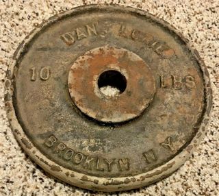 Vintage Dan Lurie Brooklyn NY 10 lb weight plate 4.  5 KG Iron standard 1” hole 2