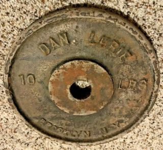 Vintage Dan Lurie Brooklyn NY 10 lb weight plate 4.  5 KG Iron standard 1” hole 3