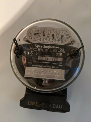 Vintage Westinghouse Type Ob Electric Meter 5 Amp 115 Volts Single Phase